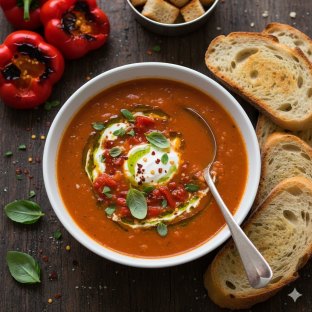 Tomato and Roasted Red Bell Pepper Soup