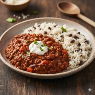 Texas Chili: Ground Turkey, Carrot, Onion, Chipotle Bbq, Black Eyed Peas & Rice