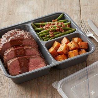 Braised Beef Eye Round: Roasted Sweet Potato, Green Beans