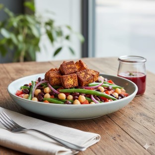 Three Bean Salad W/ Chili Rubbed Tofu