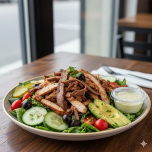 GF Halal Certified Combo Lamb & Chicken Shawarma Entree Salad (2oz Dressing)