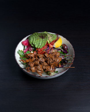 Gluten Free Halal Certified Lamb Shish Kebab Entree Salad (2oz Dressing)