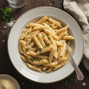 [NO GARLIC] Gluten Free Penne Pasta with Alfredo Sauce