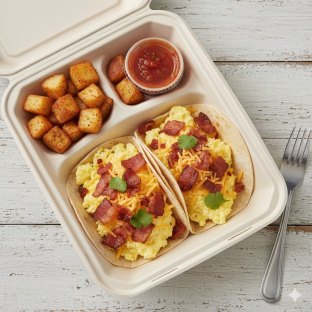 Bacon and Cheese Breakfast (Flour) Tacos Box