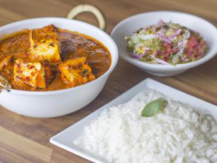 Paneer Tikka Masala with Rice and Dal Tadka