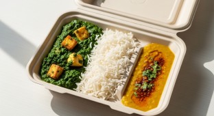 Saag Paneer with Rice and Dal Tadka