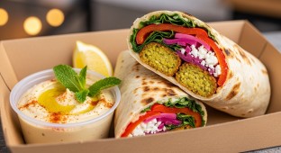 Falafel Wrap with Lemon Tahini Hummus