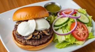 Mushroom Burger with Side Salad