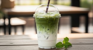 Regular Iced Green Tea Matcha Latte with Oat Milk