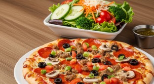 Snowy Alps Pizza and Garden Salad