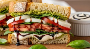 Gluten Free Pesto Caprese Sandwich