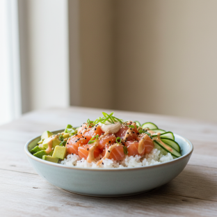 Salmon Poke Bowl with White Rice
