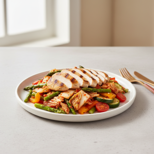 Kimchi Vegetable Salad With Grilled Chicken