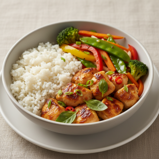 Lemongrass Chicken: Steamed Cauliflower Rice, Stir Fry Vegetables