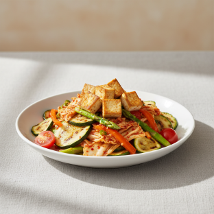 Kimchi Vegetable Salad With Tofu