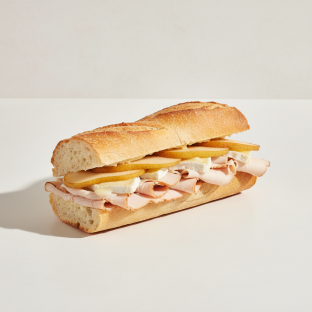 Turkey, Pear, Brie Cheese On French Baguette