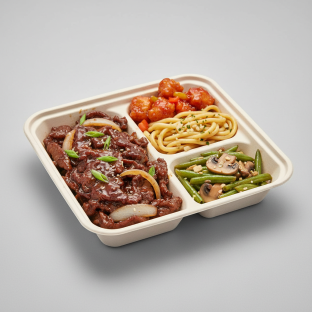 Sweet & Sour Chicken, Mongolian Beef, Garlic Noodles, Green Beans & Mushrooms
