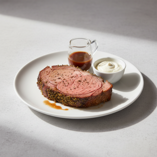Rosemary Prime Rib with Au Jus & Horseradish Creme Fraiche (Milk)