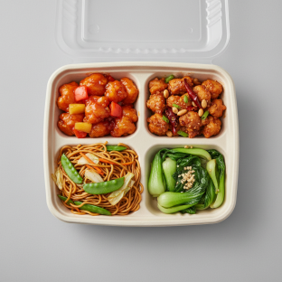 Sweet & Sour Chicken, Kung Pao Chicken, Vegetable Chow Mein, Bok Choy & Garlic