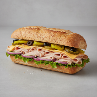 Regular Turkey and Cheddar Sub on Whole Grain Wheat Bread (No Tomatoes)