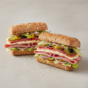Regular Italian Sub on Whole Grain Wheat Bread (No Tomatoes)