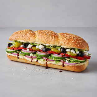 Greek Veggie Sub on Parmesan Bread (No Tomatoes)