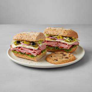 Ham & Swiss Sub on Whole Grain Wheat Bread & Chocolate Chip Cookie (No Tomatoes)