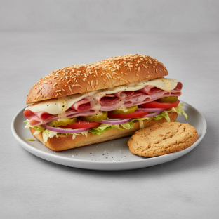 Italian Sub on Parmesan Bread and a Peanut Butter Cookie