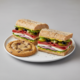 Salami & Provolone Sub on Whole Grain Wheat & Chocolate Chip Cookie (No Tomatoes)