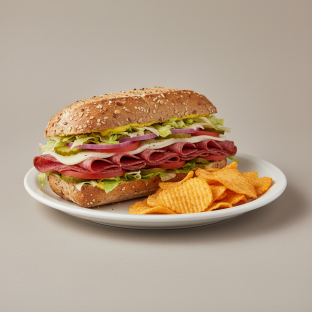 Salami & Provolone Sub on Whole Grain Wheat Bread with Harvest Cheddar Sun Chips
