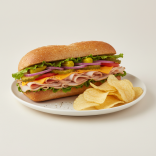 Turkey & Cheddar Sub on Whole Grain Wheat Bread with Lay's Classic Potato Chips