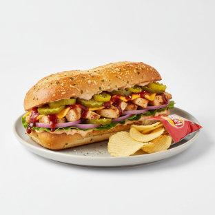 BBQ Chipotle Chicken on Parmesan Bread w/ Classic Potato Chips (No Tomatoes)