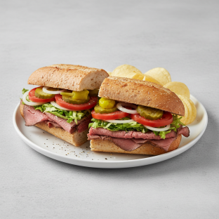 Roast Beef Sub on Whole Grain Wheat Bread with Lay's Classic Potato Chips