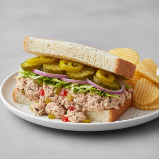 Albacore Tuna Sub on White Bread with Lay's Classic Potato Chips (No Tomatoes)