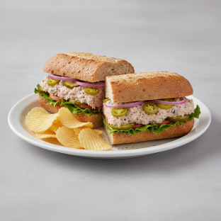 Albacore Tuna Sub on Wheat Bread with Lay's Classic Potato Chips (No Tomatoes)