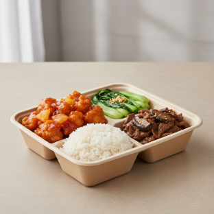 Sweet & Sour Chicken, Beef & Oyster Sauce, Jasmine Rice, Bok Choy & Garlic
