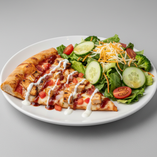 Small BBQ at the Ranch Pizza and House Salad