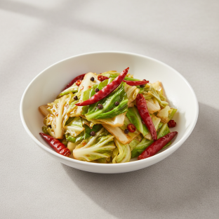 Sauteed Cabbage with Dry Chili Sauteed Cabbage with Dry Chili