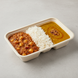 Chana Masala with Rice and Dal Tadka