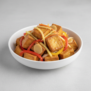 Vegan Fried Tofu in Healthy Ginger Sauce