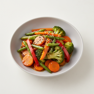 Steamed Vegetables with Sesame-Soy Dressing