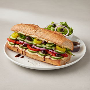 Vegan Sub on Whole Grain Wheat Bread and Side Salad Combo (No Tomatoes)