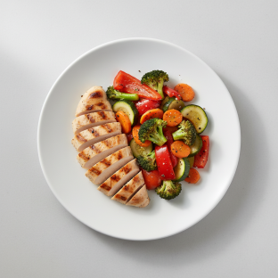 [Special Diet] Grilled Chicken with Roasted Vegetables (no oil)