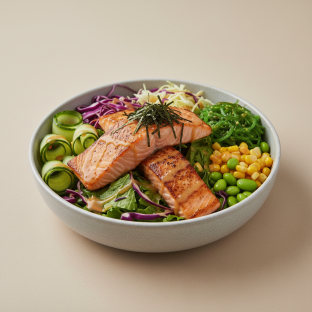 Regular Salmon, Salad, Cucumber, Cabbage, Corn, Edamame, Seaweed Salad, & Nori Regular Salmon, Salad, Cucumber, Cabbage, Corn, Edamame, Seaweed Salad, & Nori