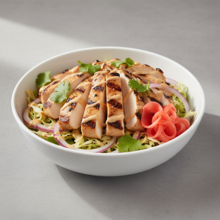 Large Grilled Chicken. Salad. Cucumber, Onion, Cabbage, Cilantro, Pickled Ginger