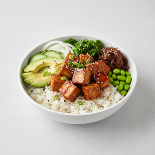 Regular Sweet Shoyu Tofu (v) over White Rice Regular Sweet Shoyu Tofu (v) over White Rice