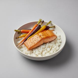 Macro Bowl: Miso Salmon with Carrots and Jasmine Rice