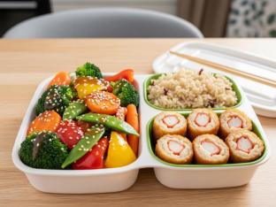 Sesame Veggie Delight with Brown Rice and Crab n Cheese Roll