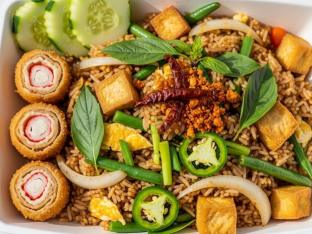 Fried Tofu Thai Basil Fried Rice with Crab n Cheese Roll