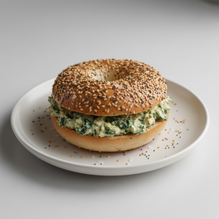 Everything Bagel with Spinach Artichoke Schmear